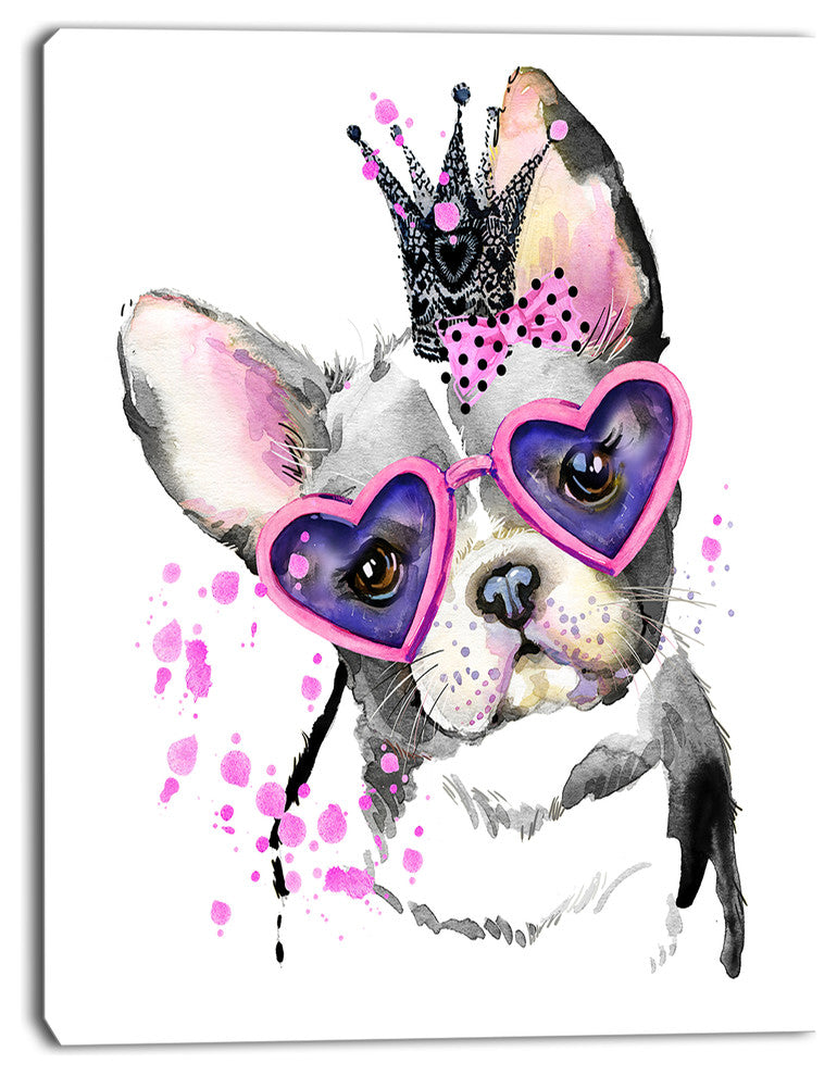 Sweet Funny Dog with Glasses, Animal Canvas Wall Art, 30"x40"