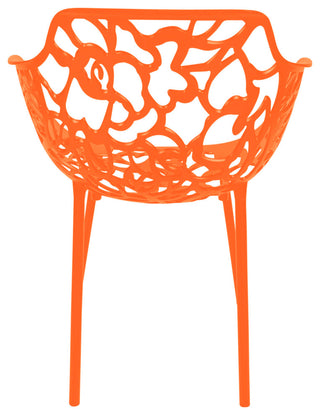 LeisureMod Modern Devon Aluminum Chairs, With Arms, Set of 4, Orange