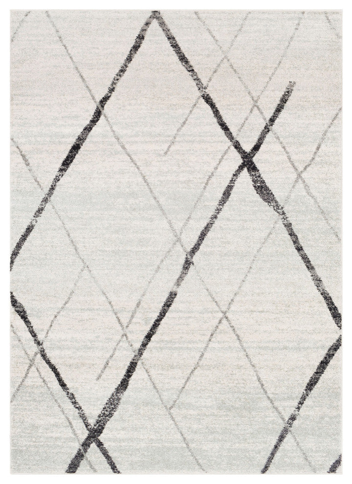 Elaziz Modern Gray, White Area Rug, 2'x3'