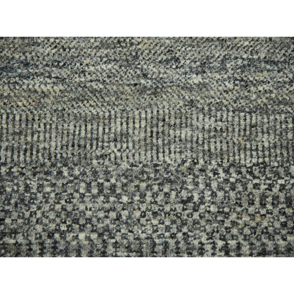 Gray, Modern Grass Design, Natural Undyed Wool, Hand Knotted, Rug, 8'x10'1"