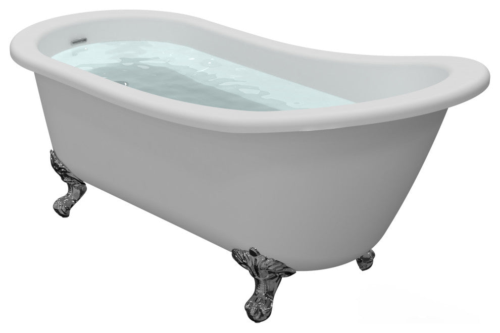 HEATGENE Acrylic Freestanding Bathtub Vintage Bathtub Contemporary, 55 Inches