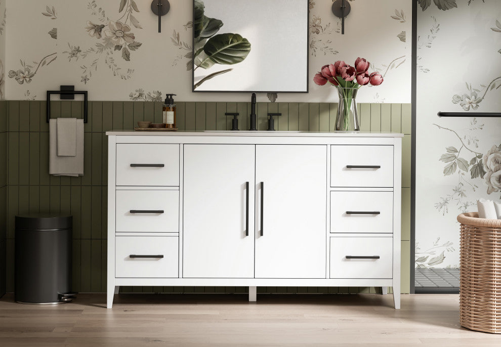 Home Living 60" Single Bathroom Vanity, White