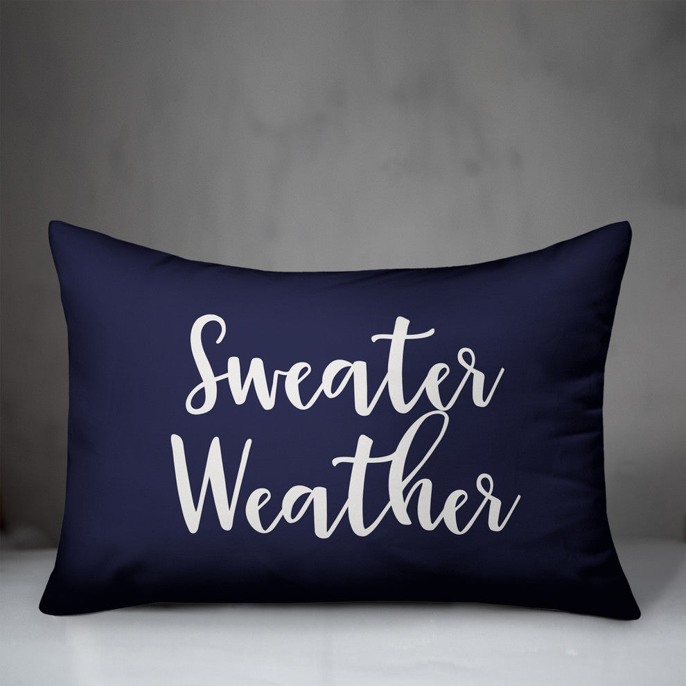 Sweater Weather Lumbar Pillow, Navy, 14"x20"