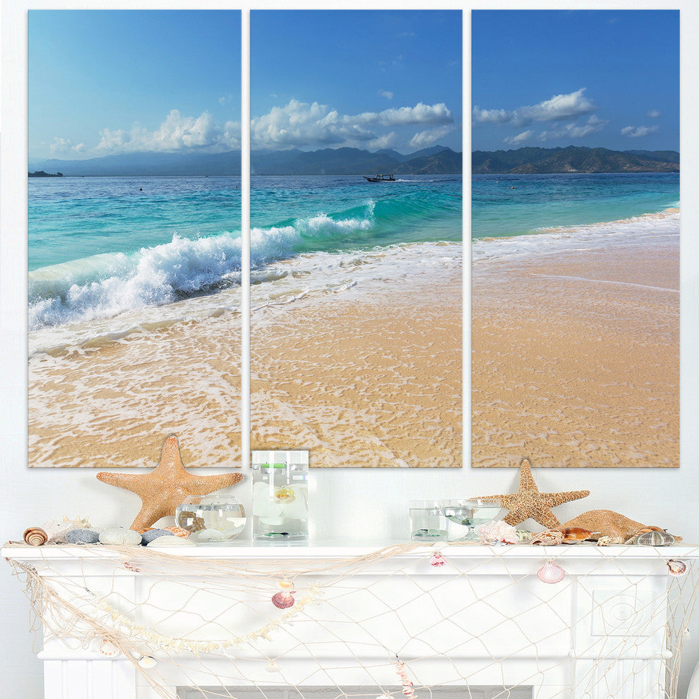 "Large Blue Beach in Gili Island" Metal Wall Art, 3 Panels, 36"x28"