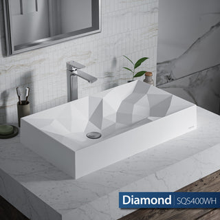 Karran Diamond SQS400 Quartz 28" Bathroom Vessel Sink, White