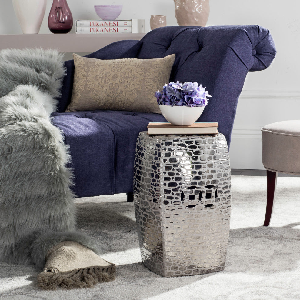 Safavieh Jasmine Garden Stool, Plated Silver
