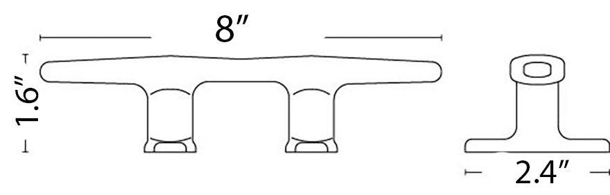 Solid Nautical Cleat (for Door Handle, Hooks, etc) by Shiplights, Polished Chrom