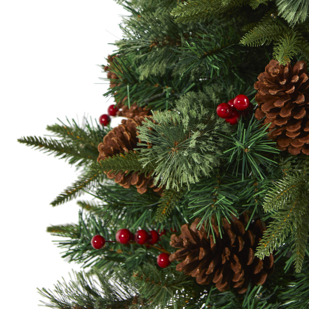 4' Pine, Pinecone and Berries Artificial Christmas Tree, Decorative Urn