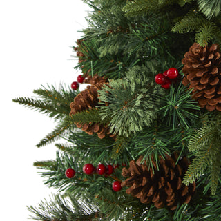 4' Pine, Pinecone and Berries Artificial Christmas Tree, Decorative Urn