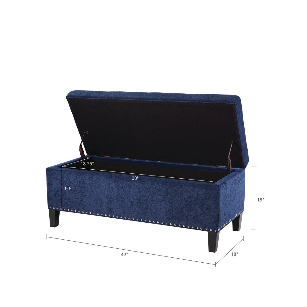 Madison Park Shandra II Tufted Top Soft Close Storage Bench, Blue