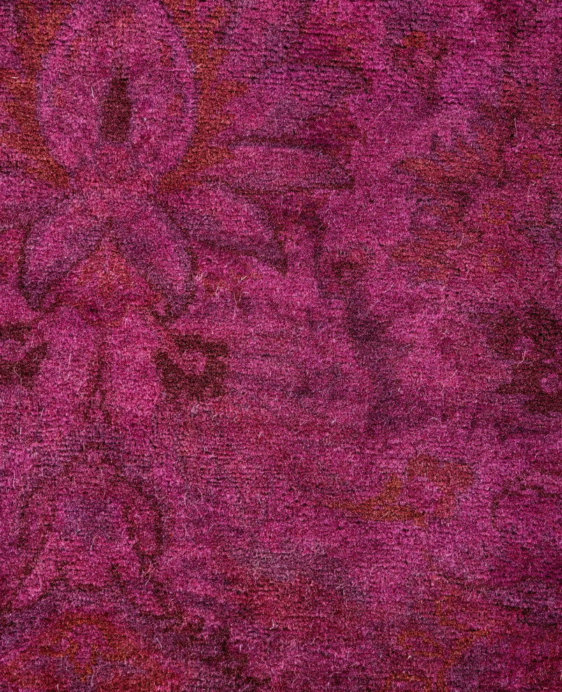Overdyed One-of-a-Kind Hand-Knotted Area Rug Purple, 6' 1" x 6' 3"