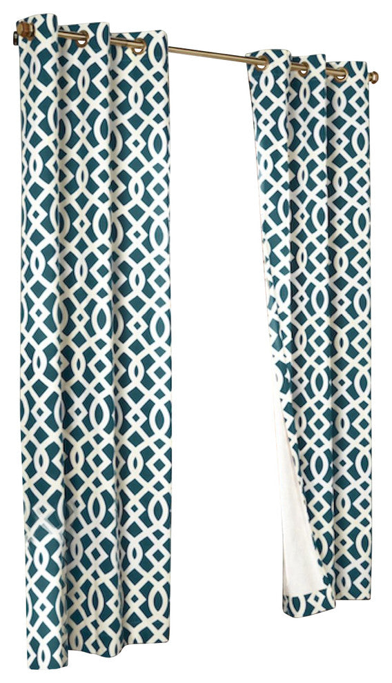 Pair of Thermal Insulated Grommet Top Curtains, Teal, 80"w X 63"l