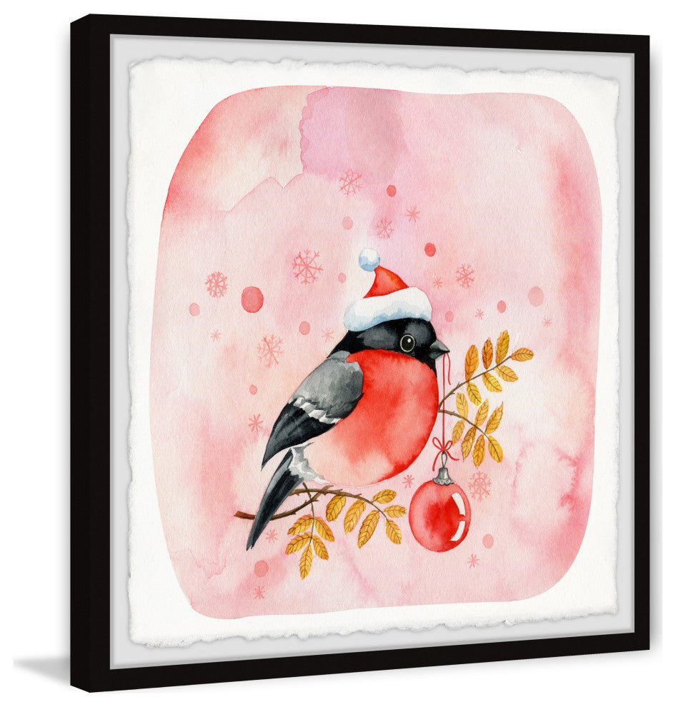 "Santa Bird" Framed Painting Print, 12x12