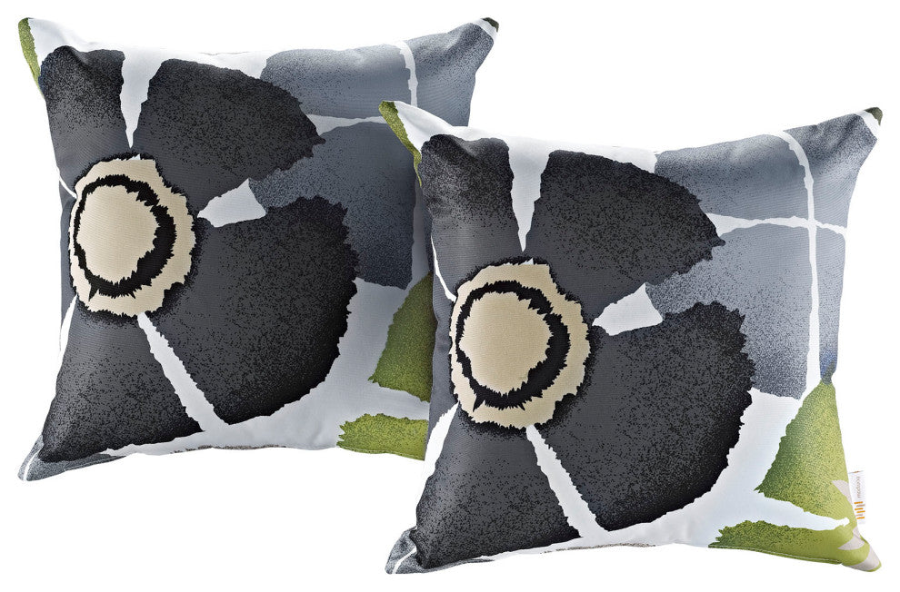 Modway Outdoor Throw Pillows, Set of 2, Botanical