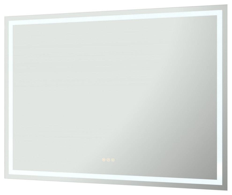 Rectangular Frameless Dimmable Anti-Fog Wall Mounted LED Bathroom Vanity Mirror, 48" X 36"
