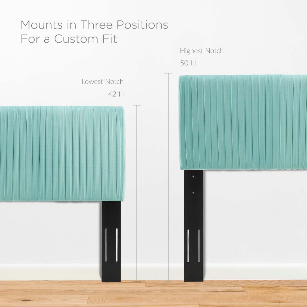 Tufted Headboard, Twin Size, Velvet, Blue, Modern Contemporary, Bedroom Master