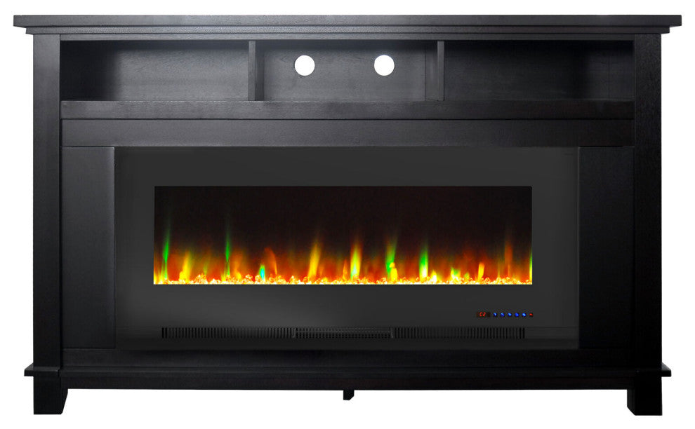 Winchester Electric Fireplace TV Stand and Crystal Rock Display, Slate Blue