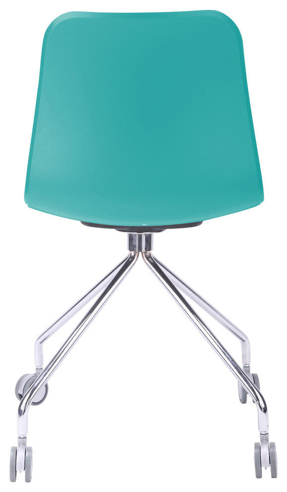 Hebe Series Office Chairs Molded Seat With Chrome Wheel Leg, Set of 2, Turquoise