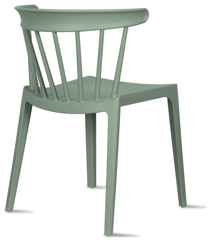 Dining Elbow Side Chair, Plastic Indoor/Outdoor Stackable Slat Back Patio Chair, Green