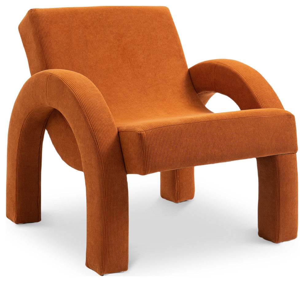 Corduroy Fabric Upholstered Accent Chair, Cognac