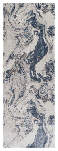 Surya Tibetan TBT-2319 2'7"x7'7" Rug, Navy/Denim/Light Gray/White