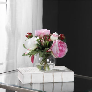 Uttermost Blaire Polyester and Iron Peony Bouquet in Lush Pink/Clear/Cream
