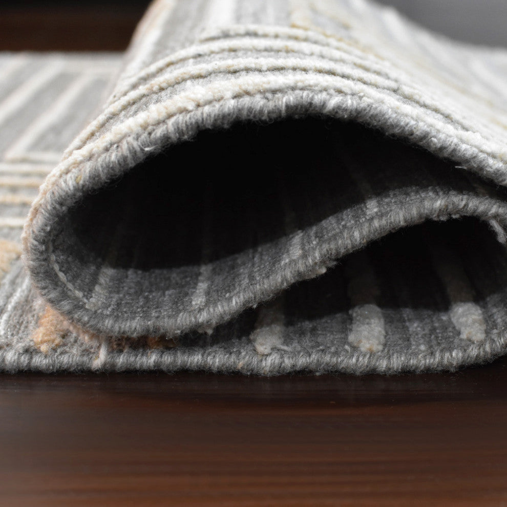 HAND WOVEN FLAT WEAVE KILIM POLYESTER RUGS -Rectangle,Gray Multicolor,Geometric, [Runner] 2'6''x10'