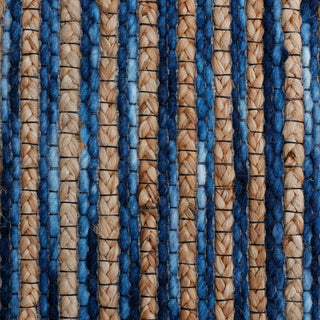 Crest Navy Rustic Striped Handmade Jute/Wool Blend Area Rug, 8' x 10'