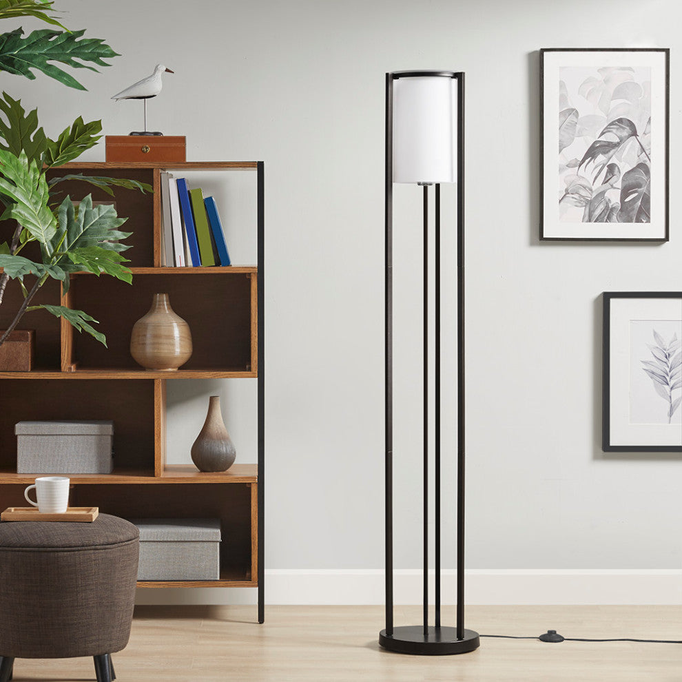 Martha Stewart Charlton Minimalist Modern Metal Floor Lamp, Black