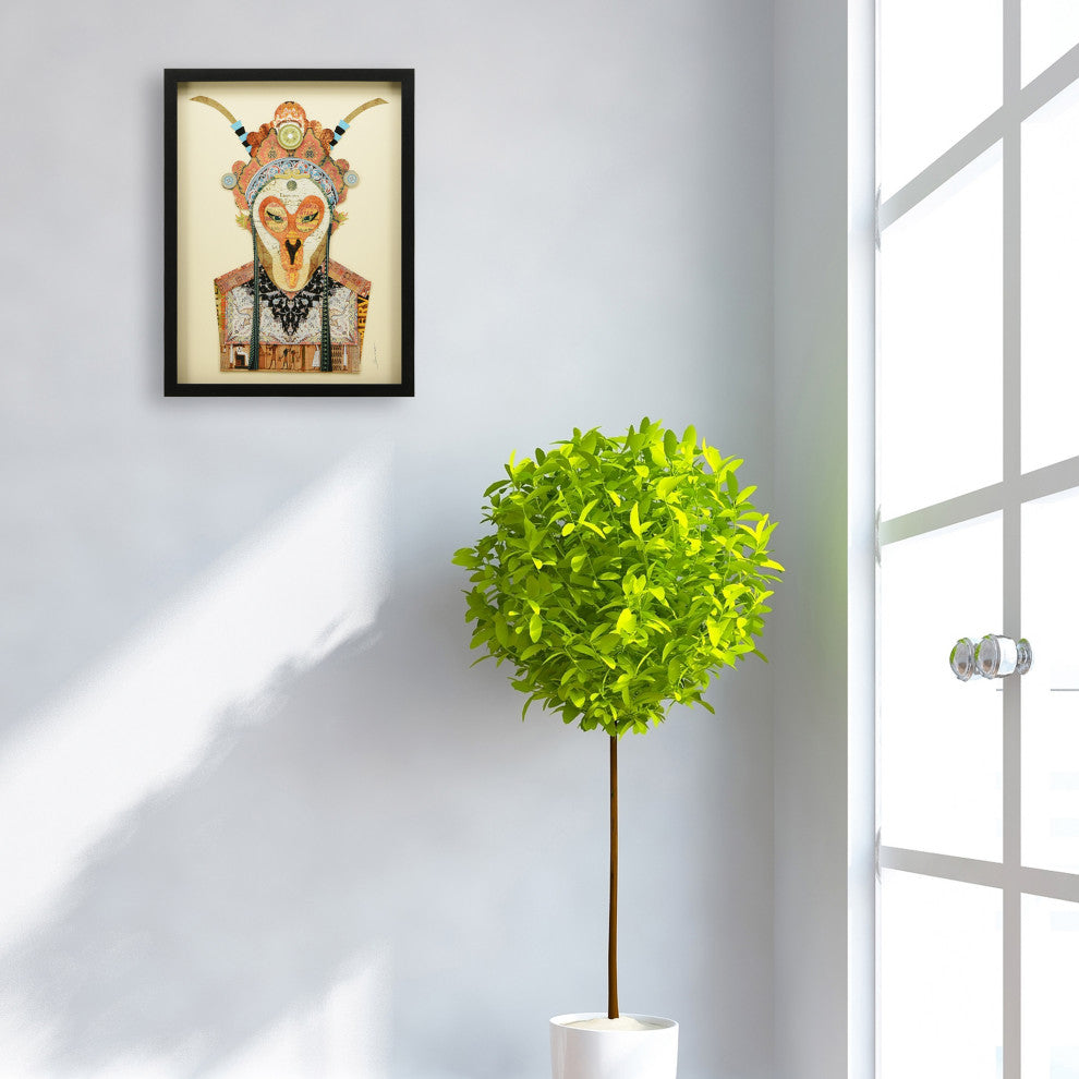 Beijing Opera Mask #1 Dimensional Collage Framed Wall Art Under Glass