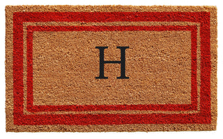 Red Border 18"x30" Monogram Doormat, Letter H