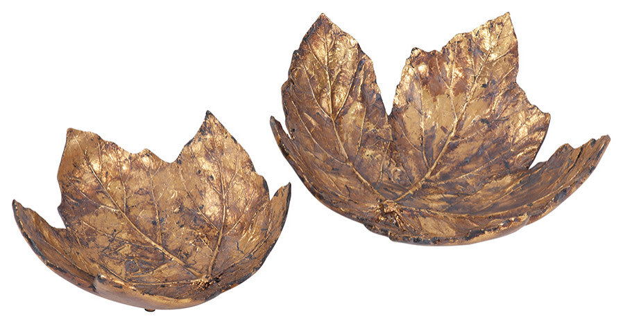 Antique Gold Maple Leaf Tray, Large