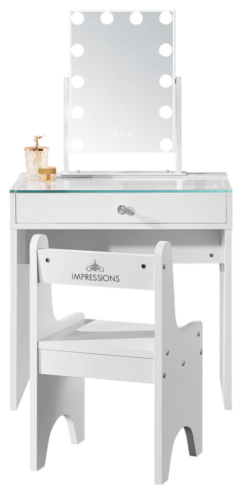 Slaystation Little Princess Vanity Table Set, White, Mirror