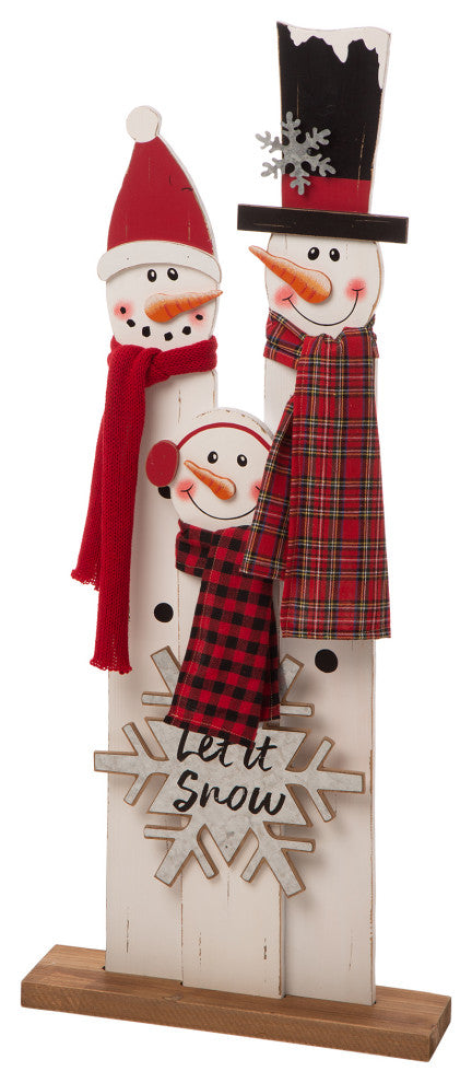 35.43"H Wooden Snowman Family Porch Decor