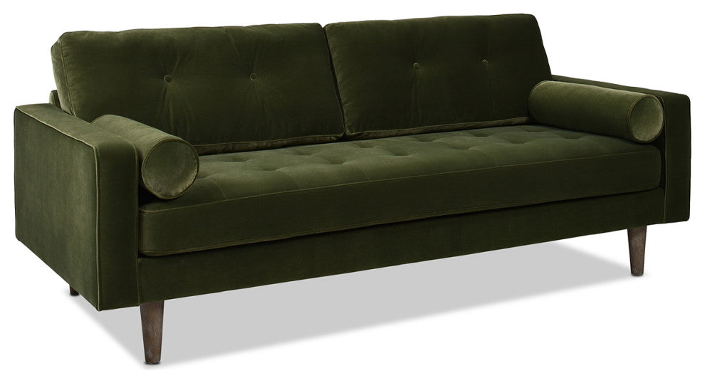 Nicholas 84.5" Mid-Century Modern Sofa, Olive Green Performance Velvet