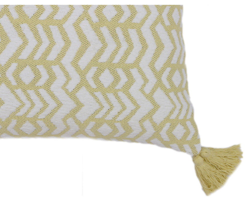 Machine Woven with Tassels Summit Throw Pillow, 20" x 20", Light Yellow