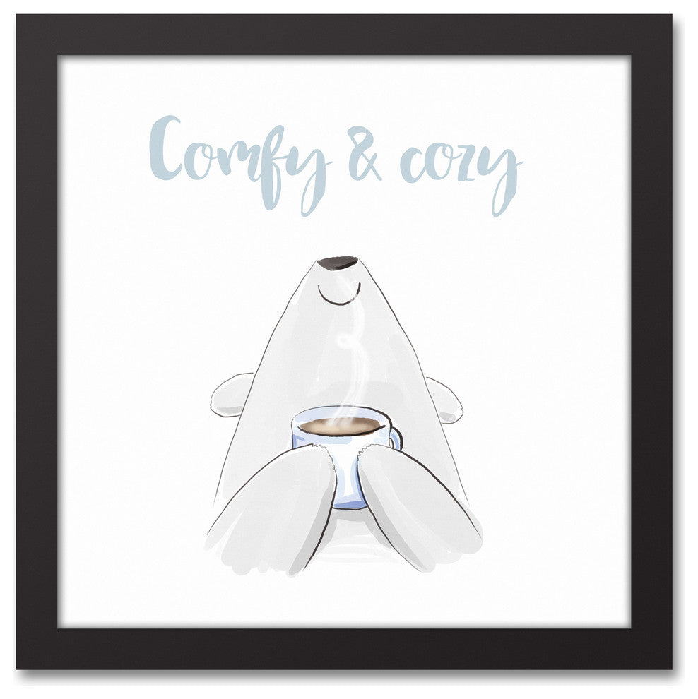 Comfy & Cozy Bear 12x12 Black Framed Canvas