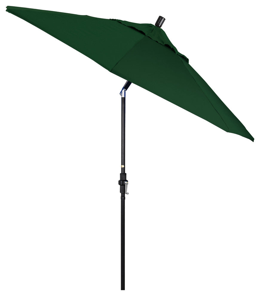 9' Stone Black Collar Tilt Crank Aluminum Umbrella, Hunter Green Pacifica