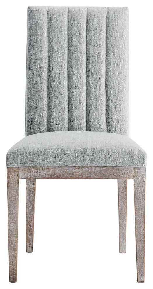 Maisonette French Vintage Tufted Fabric Dining Side Chairs Set of 2 - Light Gray