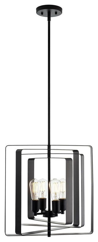 Sabaria 4-Light Industrial Pendant Light With LED Bulbs, Black