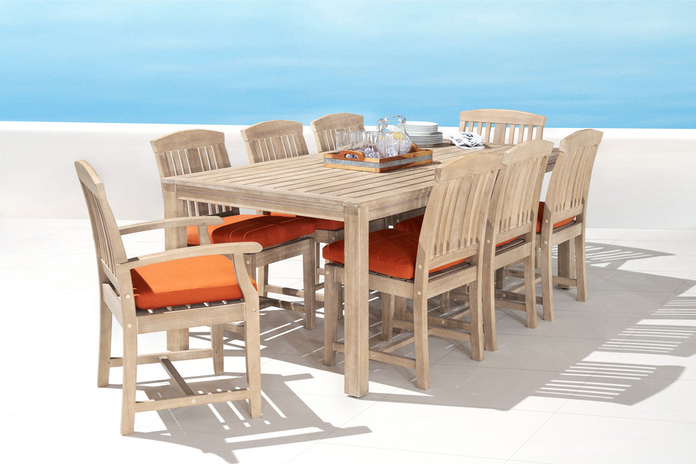 Kooper 9 Piece Sunbrella Outdoor Patio Dining Set, Tikka Orange