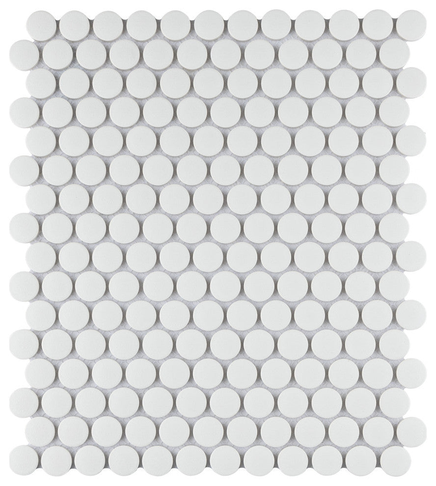 Gotham Penny Round Porcelain Mosaic Sample