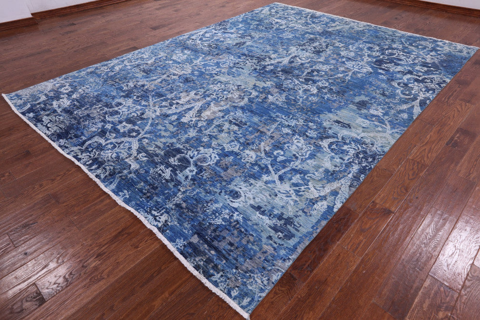 8' 9" X 12' 1" Modern Wool and Silk Handmade Rug Q10320
