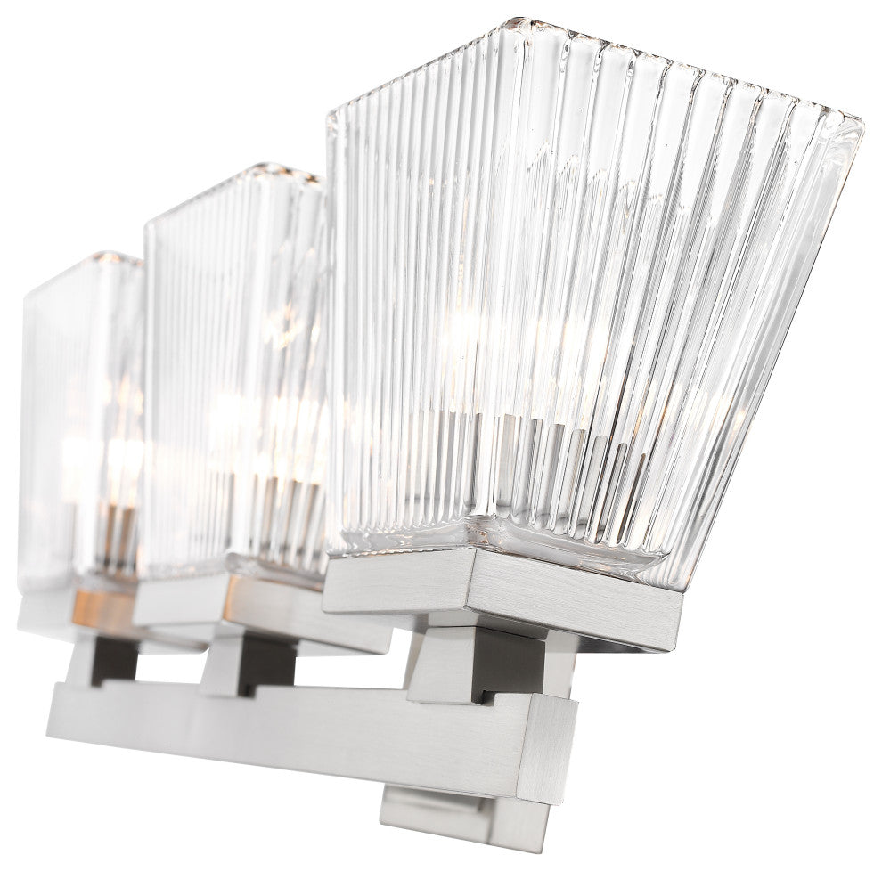 Zlite 1936-3V-BN 3-Light Vanity, Clear