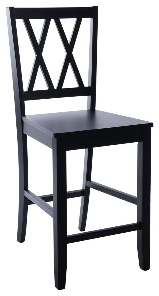 Set of 2 Double-X Wood Counter Stools, Black