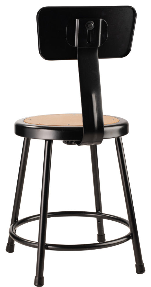 NPS 18"Heavy Duty Steel Stool With Backrest, Black