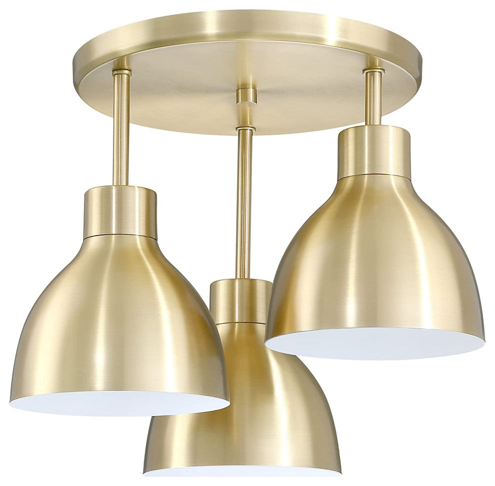 3 Light Close To Ceiling Light Fixture, Bronze Finish, Modern Semi Flush Mount