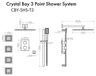ZLINE Shower System, Polished Gold, CBY-SHS-T3-PG