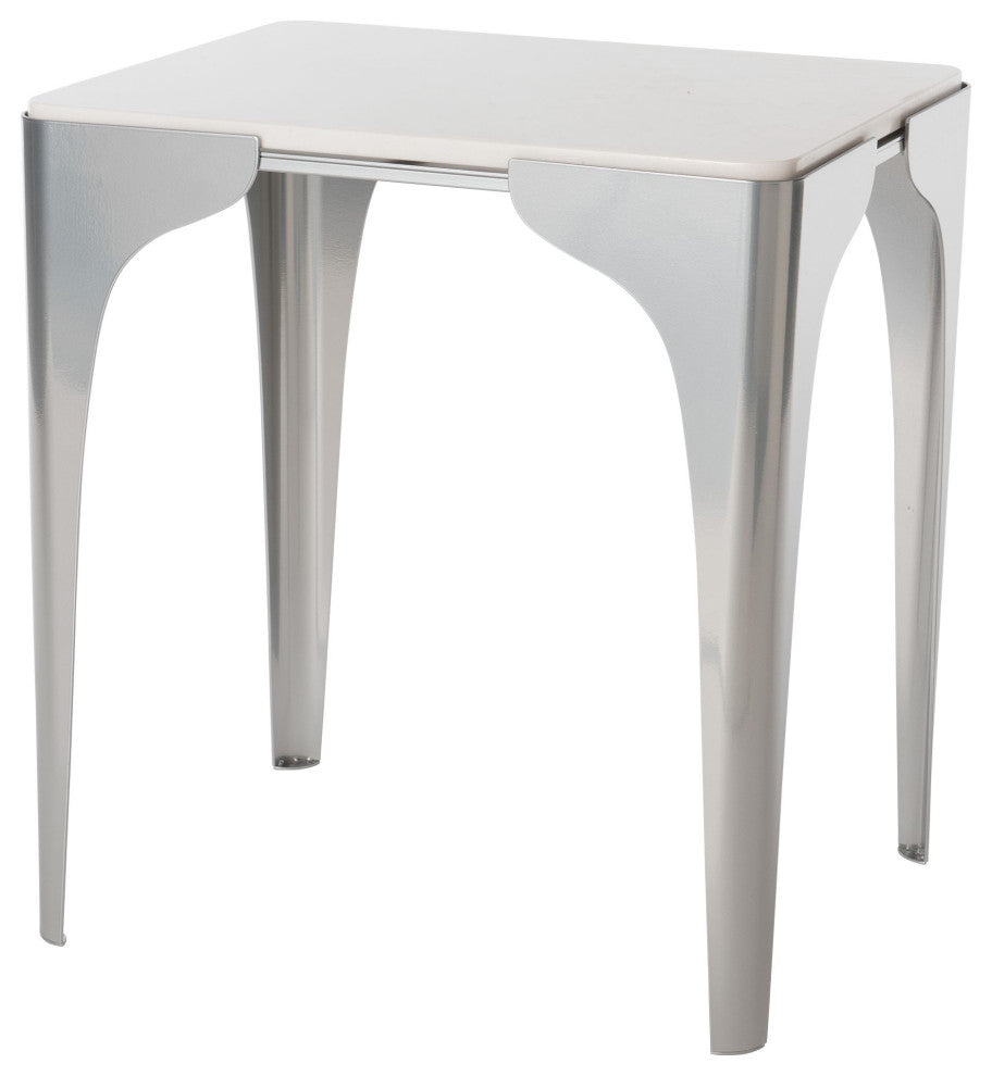 Cove Marble Top Side Table Sterling Finish