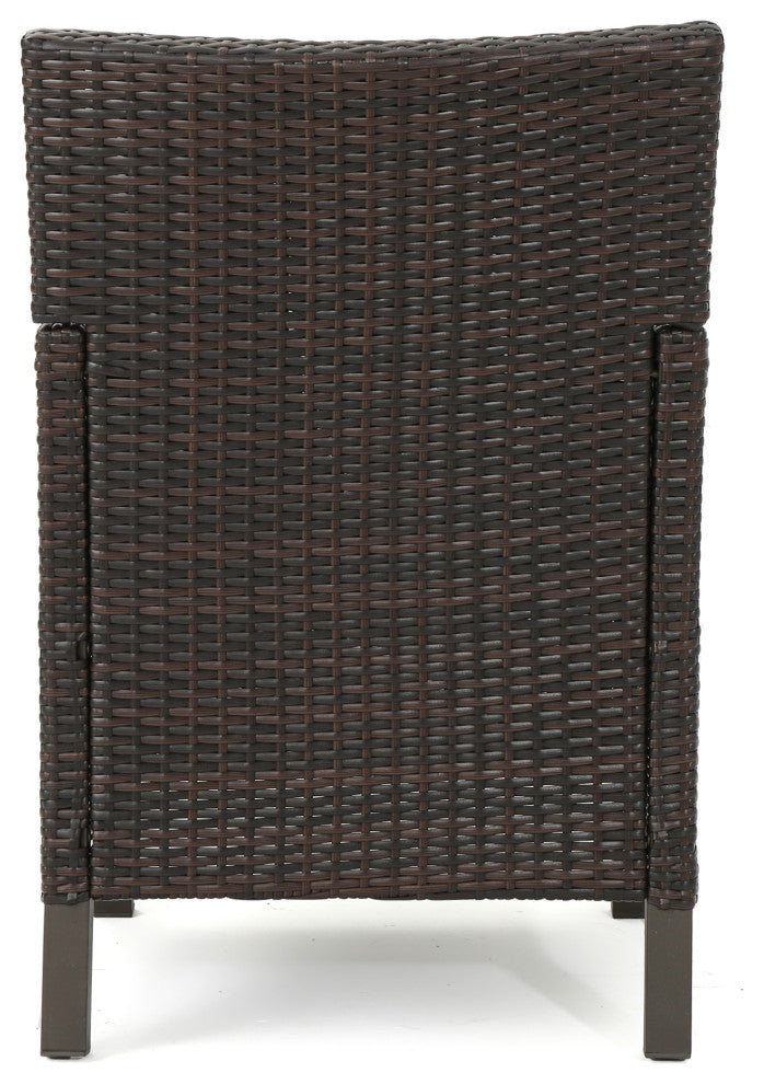 GDF Studio 3-Piece Shiny Outdoor Wicker Round Dining Set With Cushions